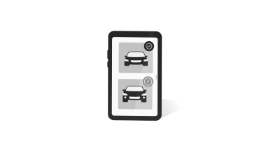 An icon image depicts two vehicles vertically stacked indicating availability of stock.