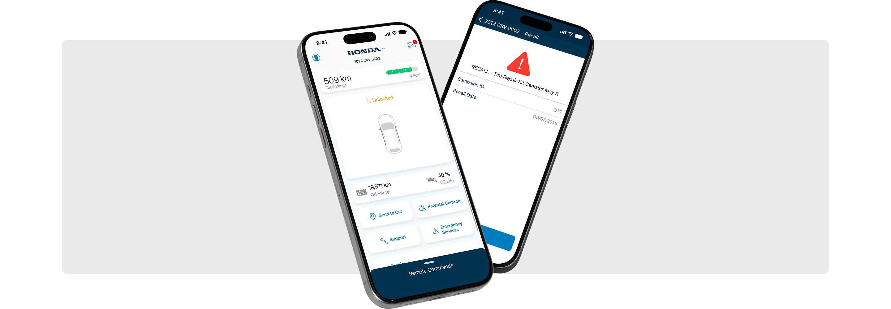 Smartphones depicting the HondaLink app. 
