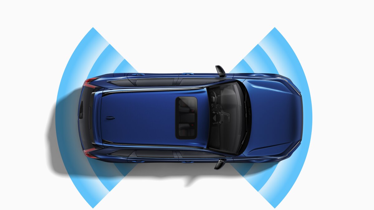 Top-down illustration of a vehicle with Wi-Fi signal graphics.