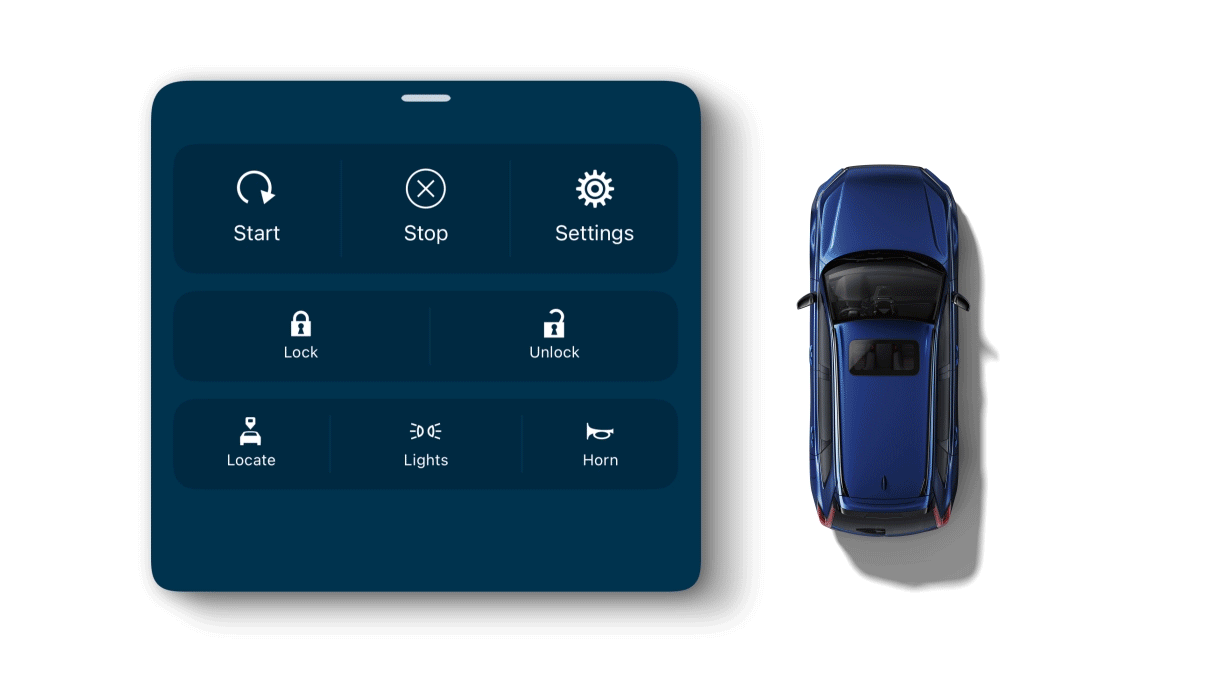 Animation demonstrating the remote start and stop buttons on the HondaLink app. 