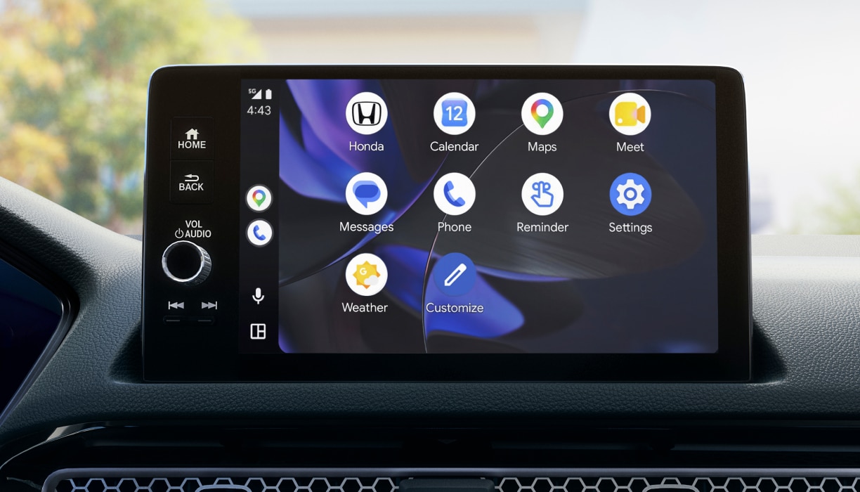 Closeup of the colour touchscreen on its home screen.