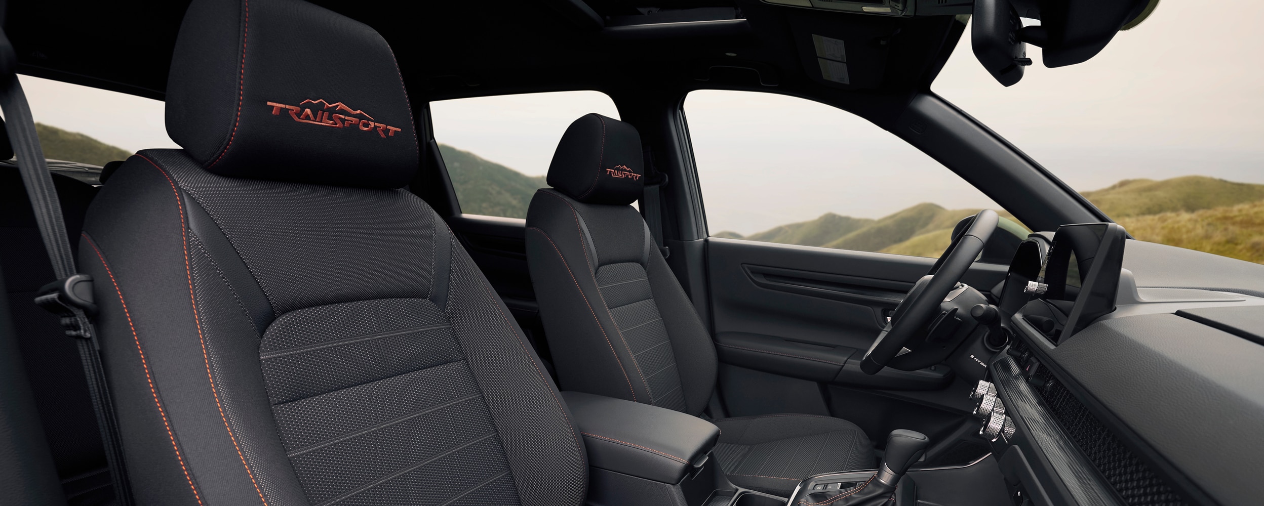 Side view of front seat interior.