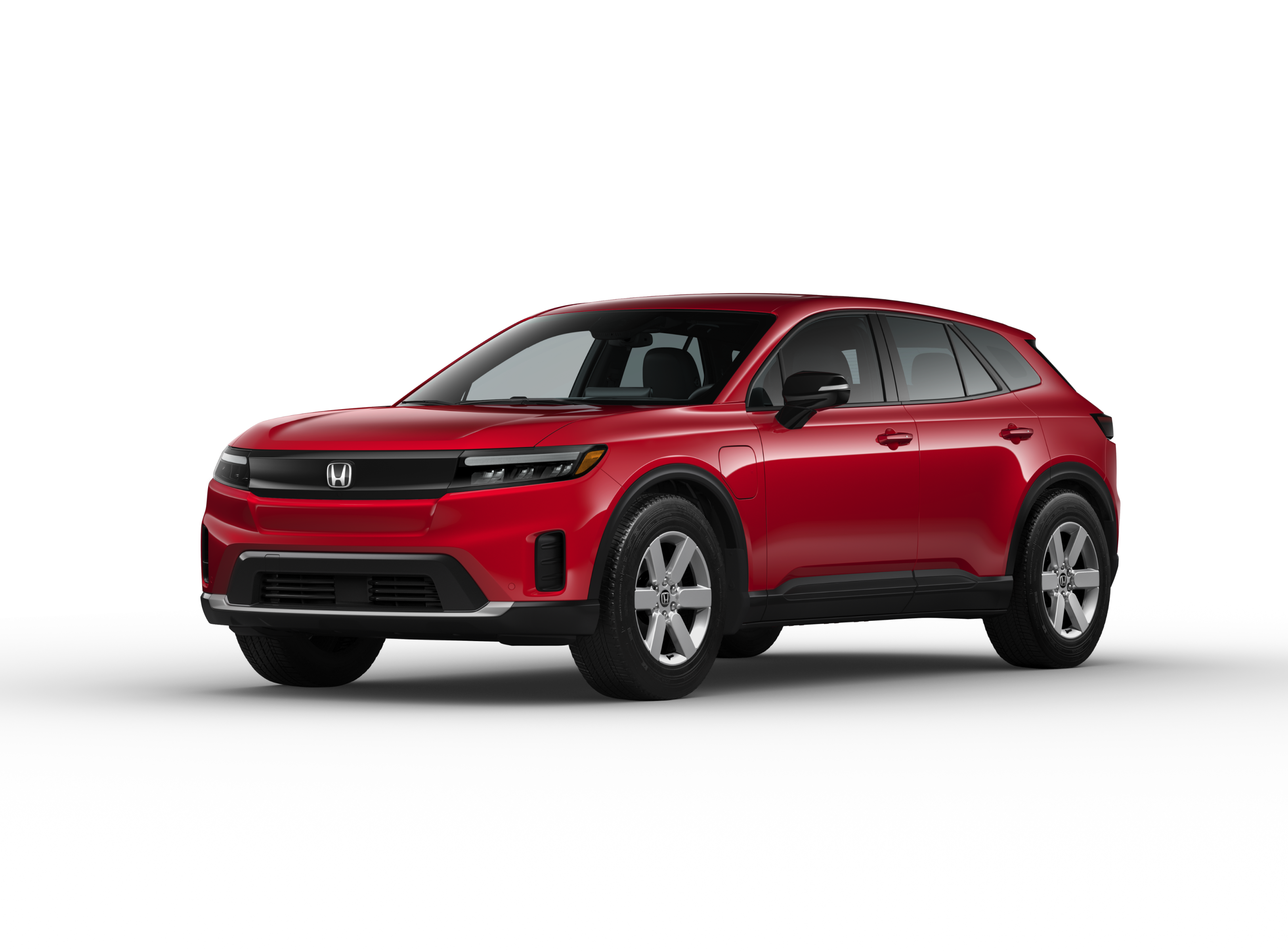 ¾ driver side front facing view of 2025 Prologue EX model in Scarlet Red Metallic colour