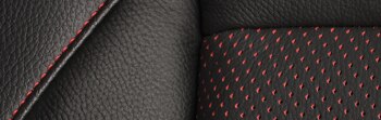 Black Leather with Red Contrast Stitching interior colour