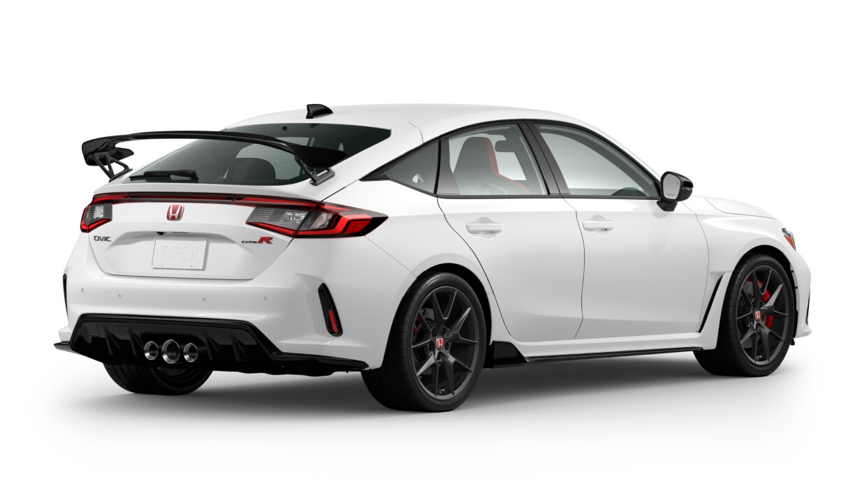 3/4 rear view of white Type R on black white space. 