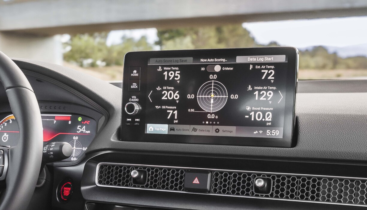 Closeup of the touchscreen displaying LogR™ info. 