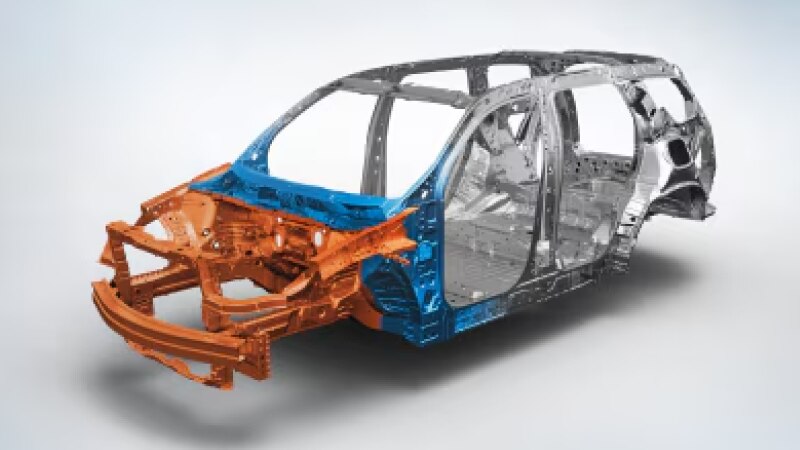 3/4 front view of Type R body structure on white space.